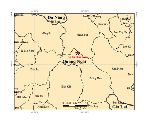Bản đồ chấn tâm động đất.