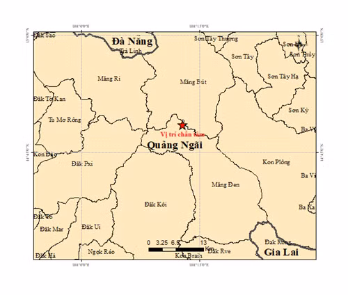 Bản đồ chấn tâm động đất.
