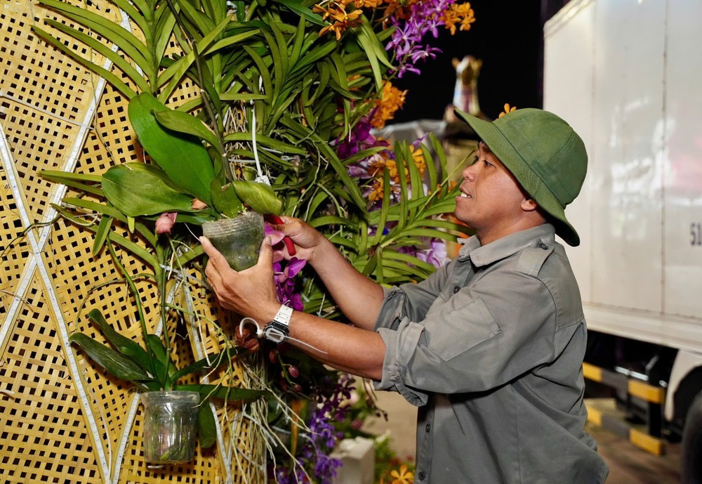 Từng chậu hoa, cây kiểng được phân loại kỹ càng, trước khi tháo dỡ khỏi đường hoa.