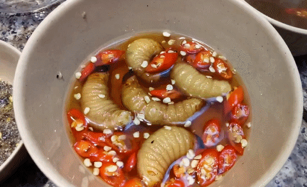 Đuông dừa là món ăn đặc sản của vùng Tây Nam Bộ, phổ biến nhất là món đuông dừa chấm mắm ớt ăn sống. Không nhiều du khách nước ngoài dám thử món ăn này.