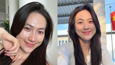 Phương Anh Đào gây sốt với mặt mộc cực phẩm, da căng bóng tuổi 34