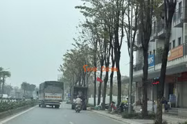 Hoạt động bốc xếp hàng của những xe tải chiếm trọn diện tích lưu thông của làn đường dành cho xe máy.