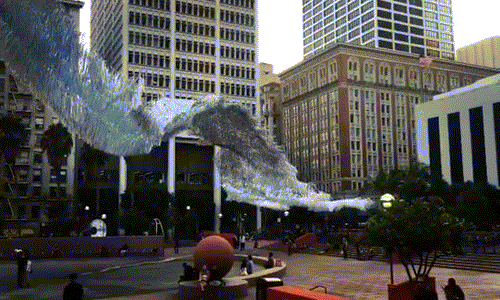 Màn uốn lượn kỳ ảo của "chất lỏng" giữa không trung khiến nhiều người kinh ngạc.