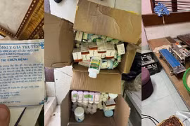 Máy móc, nguyên liệu, bao bì và nhiều loại thuốc được sử dụng để pha trộn, đóng gói sản phẩm “Thuốc Đông y gia truyền”. Ảnh: CACC/Nguồn Vietnamnet