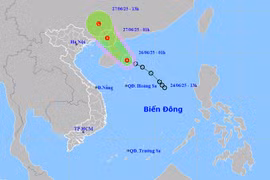 Ngày 26/6 áp thấp nhiệt đới trên Biển Đông gây mưa lớn 