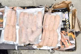 Trên bao bì toàn bộ 5,2 tấn lạp xưởng đều in chữ nước ngoài, không có hóa đơn, chứng từ.