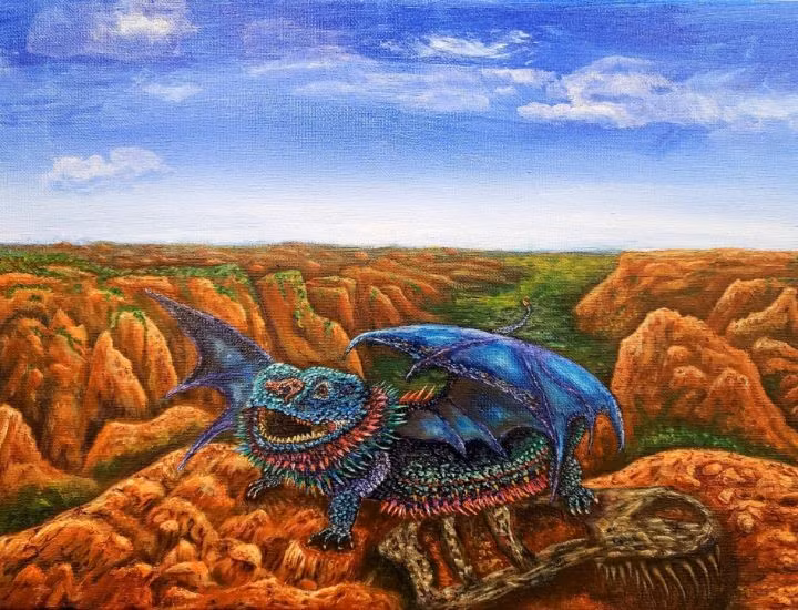  Có khả năng biến hình. Ngoài hình dạng rồng hay thằn lằn, Moʻo có thể hóa thành con người để tương tác hoặc thử thách con người. Ảnh: artpal.com.