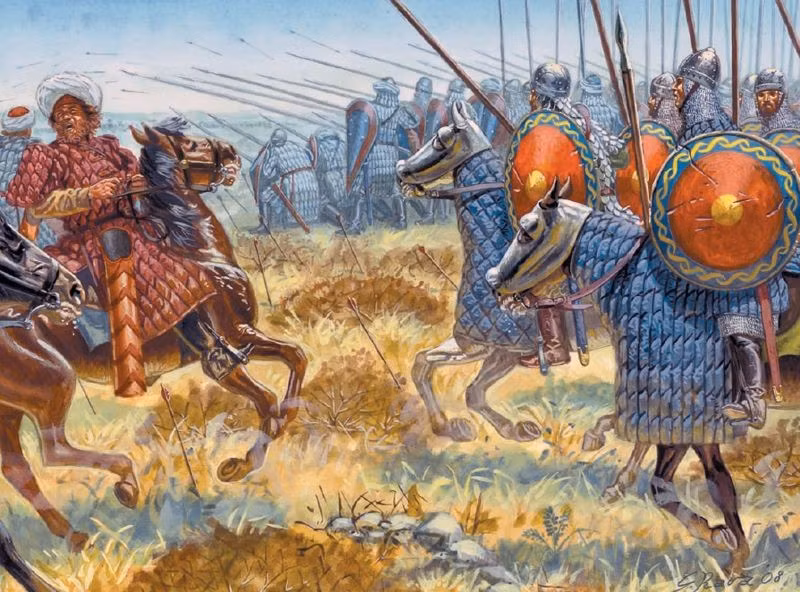  4. Hoàng đế Byzantine bị bắt sống. Romanos IV trở thành vị hoàng đế Byzantine hiếm hoi bị bắt làm tù binh trên chiến trường, một điều gây sốc với thế giới Kitô giáo thời đó. Ảnh: Pinterest.