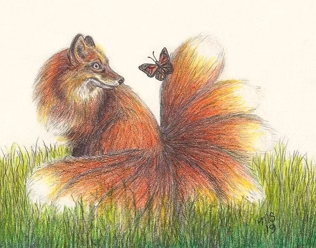  2. Thường được mô tả với chín đuôi. Khi tu luyện lâu năm, hồ ly tinh sẽ mọc thêm nhiều đuôi, đỉnh cao là chín đuôi - cửu vĩ hồ ly - tượng trưng cho quyền năng vô hạn. Ảnh: Pinterest.