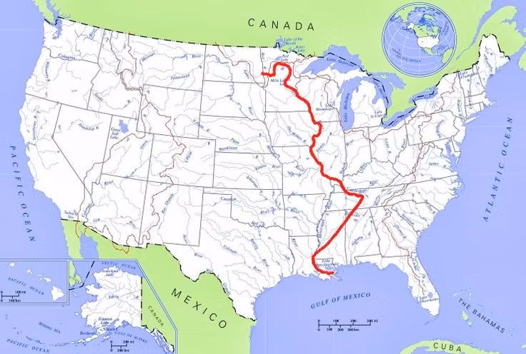  2. Chảy qua 10 tiểu bang. Dòng sông đi qua hoặc tạo ranh giới cho 10 bang của Mỹ, từ Minnesota ở phía Bắc đến Louisiana ở phía Nam. Ảnh: Pinterest.