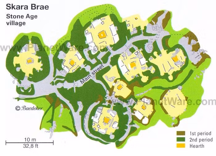  Có niên đại hơn 5.000 năm. Skara Brae được xây dựng khoảng năm 3180 TCN, còn cổ hơn cả Kim tự tháp Ai Cập. Ảnh: Pinterest.