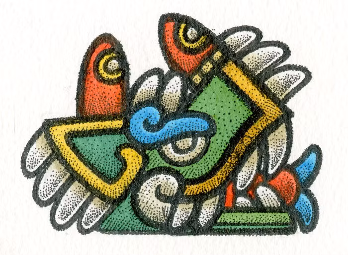  Biểu tượng thời gian. Cipactli còn là ngày đầu tiên trong lịch Aztec tonalpohualli, biểu thị sự khởi đầu của vũ trụ. Ảnh: Pinterest.