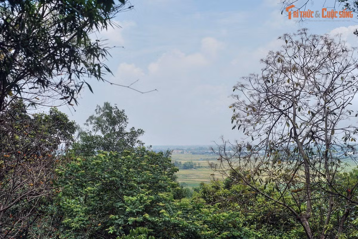 Không gian hòa quyện thiên nhiên. Từ sân chùa có thể phóng tầm mắt ra đồng bằng và làng mạc Thạch Thất. Sự kết hợp giữa kiến trúc gỗ cổ và cảnh quan xanh mát tạo nên vẻ thanh tịnh đặc trưng của chùa cổ Bắc Bộ.