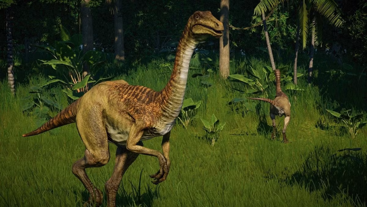  Một trong những khủng long chạy nhanh nhất. Với đôi chân dài và thân hình nhẹ, Gallimimus có thể đạt tốc độ ước tính lên tới 50–60 km/h, giúp nó thoát khỏi các loài săn mồi lớn. Ảnh: Pinterest.