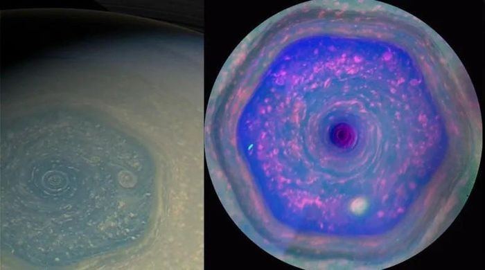 Hình lục giác trên sao Thổ. Tại cực Bắc sao Thổ, một luồng khí tạo thành hình lục giác khổng lồ. Dù trông như công trình nhân tạo, các nhà khoa học giải thích đó là hiện tượng khí động học tự nhiên.