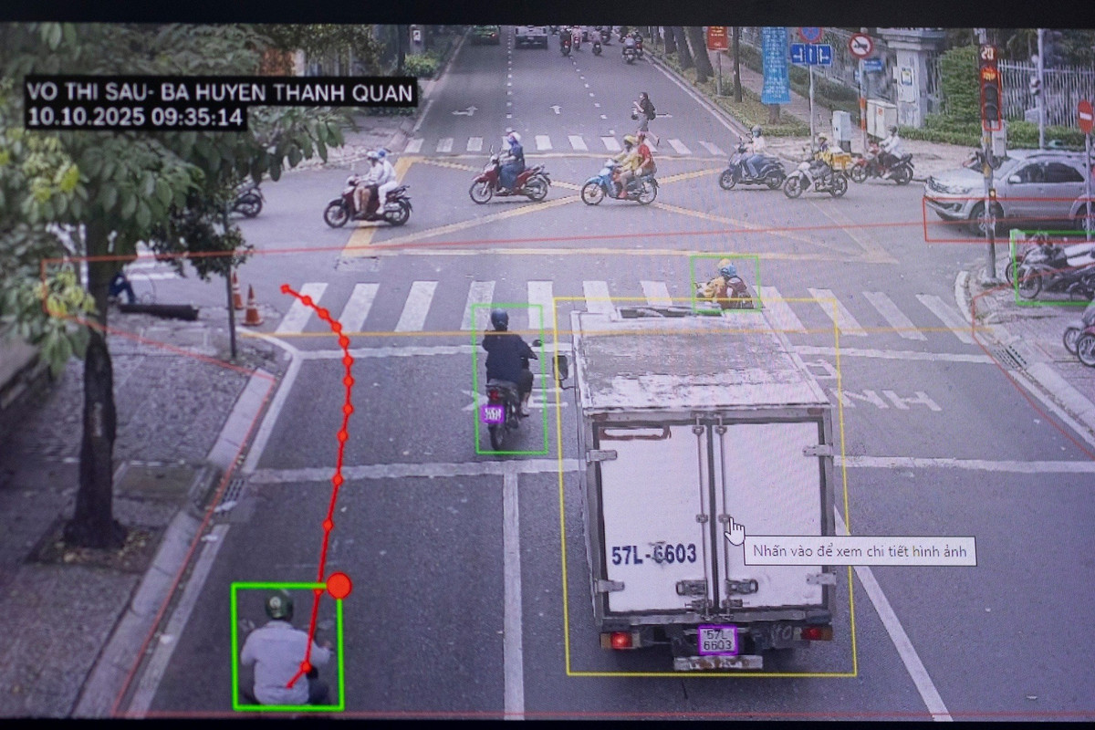 Lỗi vi phạm giao thông được camera AI nhận diện, hình ảnh truyền về với chất lượng cao.