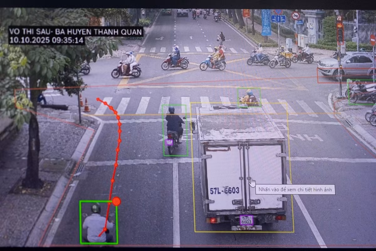 Lỗi vi phạm giao thông được camera AI nhận diện, hình ảnh truyền về với chất lượng cao.