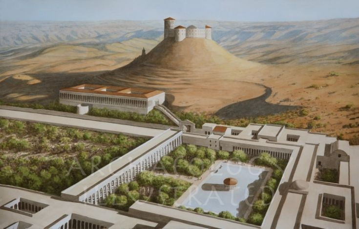  Nằm trên đỉnh đồi nhân tạo. Herod cho đắp cao ngọn đồi, tạo hình nón cụt nhân tạo, biến Herodium thành công trình nổi bật giữa sa mạc Judea. Ảnh: Pinterest.