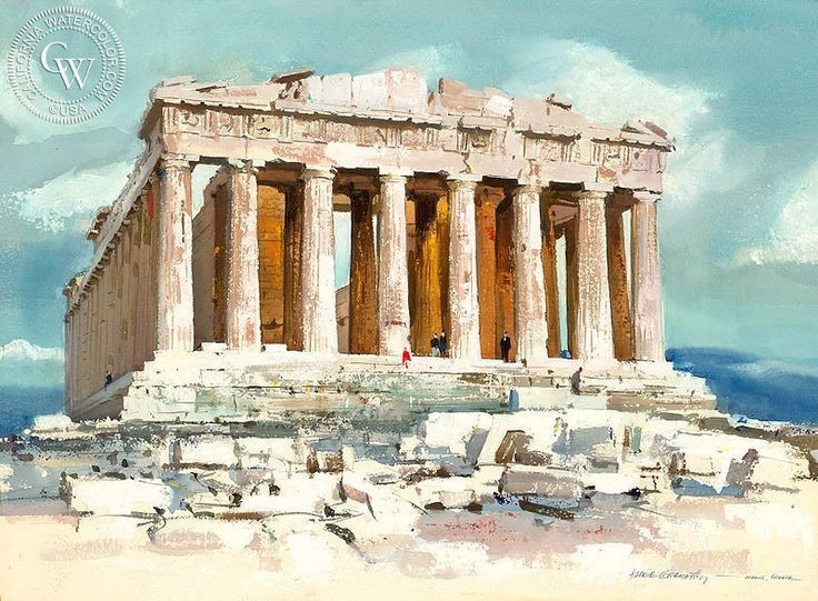  Là đỉnh cao của kiến trúc Doric. Parthenon được thiết kế theo thức cột Doric, với 8 cột ở mặt trước và 17 cột dọc hai bên. Tỷ lệ hài hòa, bố cục cân xứng và sự tinh giản trong trang trí khiến công trình trở thành chuẩn mực của kiến trúc cổ điển phương Tây. Ảnh: Pinterest.