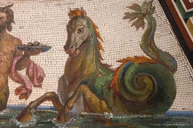  4. Là hình ảnh phổ biến trong nghệ thuật Hy Lạp cổ. Hippocampus thường được chạm khắc trên gốm sứ, tranh tường và trang trí đền đài, thể hiện sự kính trọng với biển khơi. Ảnh: Pinterest.