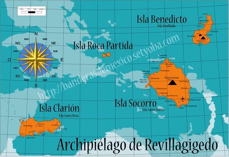 Gồm bốn đảo chính. San Benedicto, Socorro, Clarion và Roca Partida là bốn hòn đảo tạo nên quần đảo Revillagigedo. Ảnh: Pinterest.