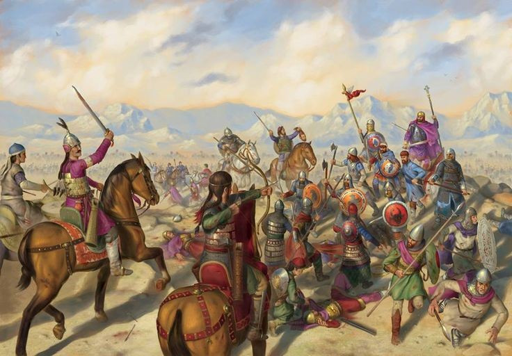  Trận Manzikert (1071). Kỵ binh Seljuk với chiến thuật đánh nhanh rút gọn đã khiến quân Byzantine rơi vào hỗn loạn, mở đường cho người Thổ Nhĩ Kỳ kiểm soát phần lớn Tiểu Á. Ảnh: Pinterest.