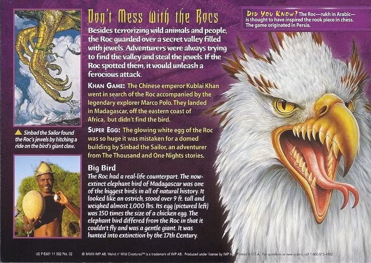  5. Được Marco Polo ghi chép lại. Nhà thám hiểm Marco Polo từng mô tả về Roc như một loài chim khổng lồ tại Madagascar với bộ lông và móng vuốt to lớn, tạo nên sự tò mò lớn cho người châu Âu thời trung cổ. Ảnh: Pinterest.