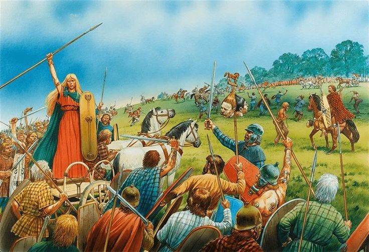  Boudica dùng xe chiến trận. Bà chỉ huy quân bằng xe ngựa và thúc đẩy tinh thần chiến đấu của quân nổi dậy. Ảnh: Pinterest.