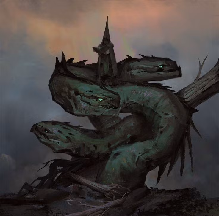  6. Xuất hiện trong nhiều biến thể. Một số truyền thuyết kể về Zmey ba đầu, nhưng cũng có phiên bản với chín hoặc mười hai đầu. Ảnh: Pinterest.