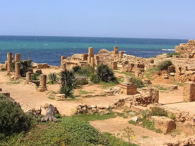  Tipasa từng là một thành phố cảng quan trọng thời cổ đại. Tipasa nằm trên bờ biển phía Bắc Algeria và từng phát triển như một thương cảng nhộn nhịp trong thời cổ đại. Ban đầu đây là một trạm giao thương của người Phoenicia, sau đó trở thành thành phố lớn dưới thời La Mã, đóng vai trò kết nối thương mại giữa Bắc Phi và các vùng khác của Địa Trung Hải. Ảnh: Pinterest.
