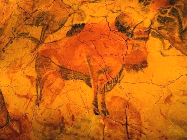  3. Nổi bật với hình ảnh bò rừng được vẽ sống động và chi tiết. Những bức vẽ bò rừng (bison) với sắc đỏ và đen cùng kỹ thuật phối màu độc đáo tạo ấn tượng về chuyển động và chiều sâu đáng kinh ngạc. Ảnh: Pinterest.