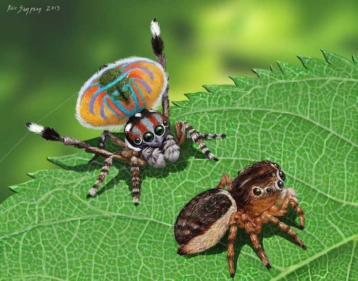  Điệu nhảy cầu hôn độc đáo. Con đực thường biểu diễn những động tác nhảy, vẫy chân và rung bụng theo “vũ điệu” riêng để chinh phục con cái, nếu sai nhịp có thể bị từ chối hoặc bị bạn tình coi là con mồi. Ảnh: Pinterest.