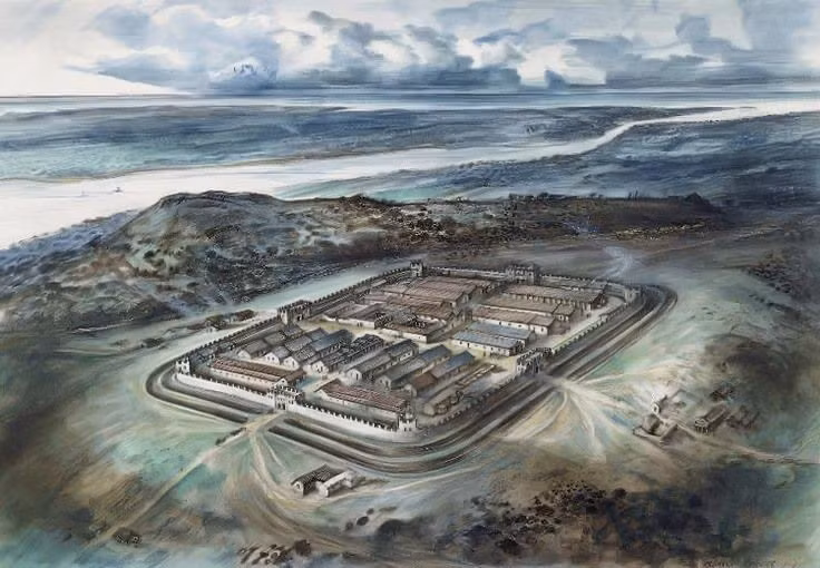  Tường thành đá kiên cố bao quanh thị trấn. Không giống nhiều thị trấn nhỏ khác, Venta Silurum được xây tường đá dày và cao từ thế kỷ 3, cho thấy tầm quan trọng chiến lược cũng như mối lo ngại về an ninh thời hậu kỳ La Mã. Ảnh: Pinterest.