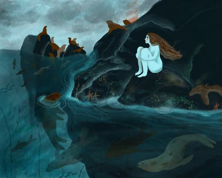  Biểu tượng giao thoa hai thế giới. Selkie được xem như sứ giả giữa biển cả và đất liền, tượng trưng cho sự hòa hợp và mâu thuẫn giữa con người với thiên nhiên. Ảnh: Pinterest.