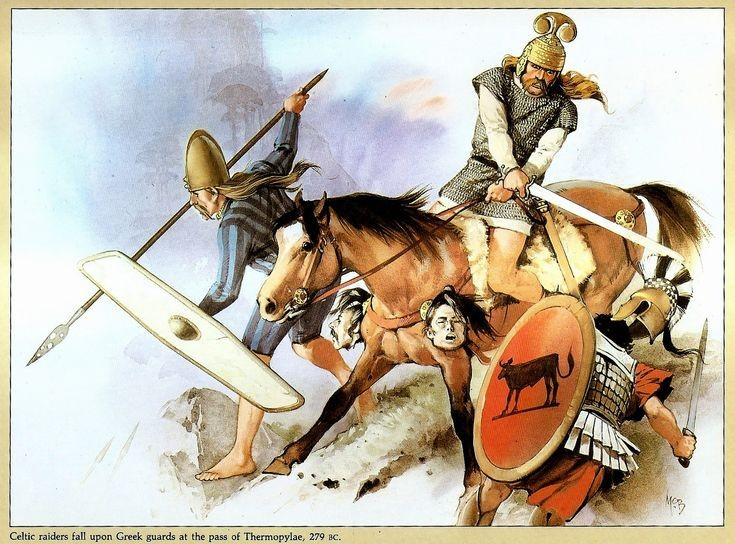  Cuộc xâm lược tiếp tục tiến sâu vào Hy Lạp. Sau khi vượt qua Thermopylae, quân Gaul tiến về phía Nam và tấn công nhiều khu vực khác. Mục tiêu của họ được cho là các trung tâm giàu có và các đền thờ nổi tiếng, nơi chứa nhiều của cải quý giá trong thế giới Hy Lạp cổ đại. Ảnh: Pinterest.