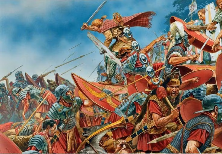  La Mã dùng đội hình hình nêm. Đội hình này giúp họ xuyên thủng lực lượng đối phương. Ảnh: Pinterest.