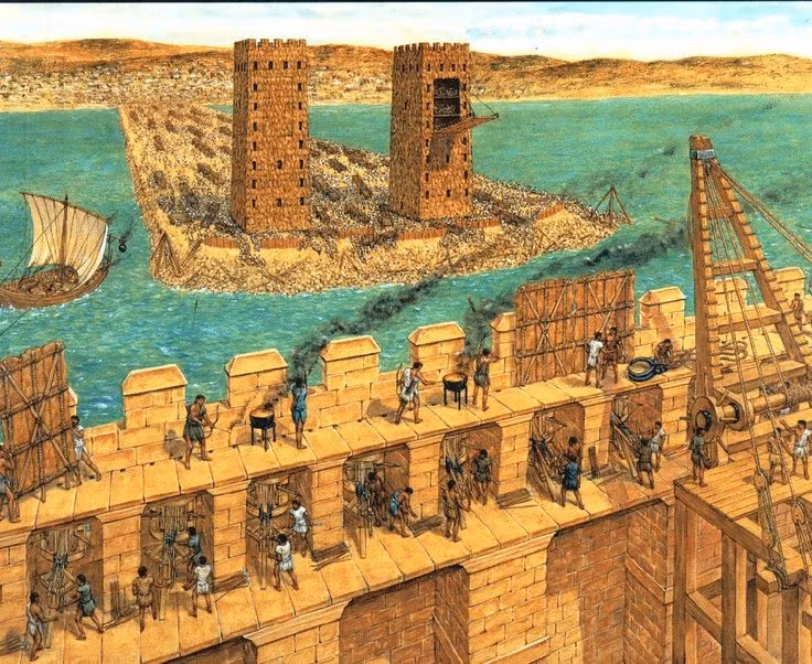  4. Trận vây hãm kéo dài tới bảy tháng. Diễn ra từ tháng 1 đến tháng 7 năm 332 TCN, cuộc vây hãm Tyre trở thành một trong những trận đánh dai dẳng và khó khăn nhất trong sự nghiệp của Alexander. Ảnh: Pinterest.