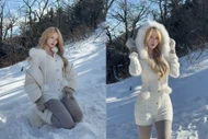Khoe dáng giữa tuyết trắng, hot girl Diệu Linh hút trọn sự chú ý