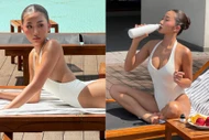 Huyền 2k4 cực nóng bỏng trong loạt khoảnh khắc tắm nắng bên hồ bơi