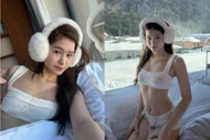 Tiktoker Mai Hương diện đồ ngủ tí hon, thư giãn giữa khung cảnh trời tuyết