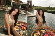 Xuân Ca khoe dáng nóng bỏng với bikini giữa hồ bơi