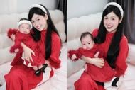 'Hot girl trứng rán' chào Tết sớm với bộ ảnh áo dài bên thiên thần nhỏ