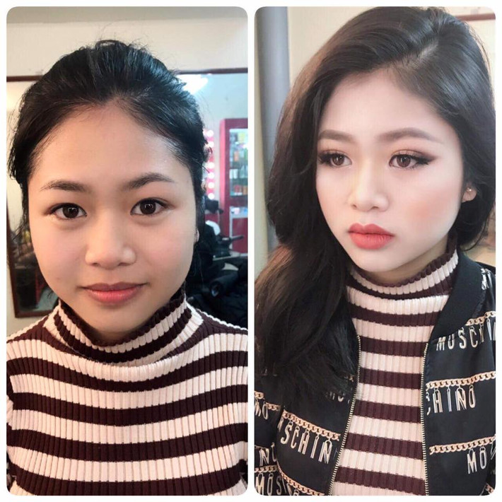 Da trắng, cằm nhọn, mắt sắc đã khiến cô gái trông sang chảnh hơn hẳn,