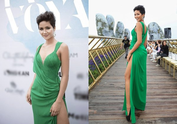 Khoe trọn sắc vóc trong chiếc váy xanh xẻ cao, H'Hen Niê đẹp rạng ngời khiến bao người phải xuýt xoa trong một sự kiện thời trang.