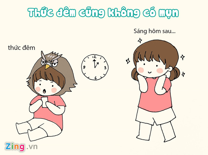 Ngoài nỗi lo sợ béo, mụn cũng là nỗi ám ảnh không kém của hội chị em. Thức đêm thoải mái mà da mặt vẫn láng mịn là điều ai cũng ao ước.
