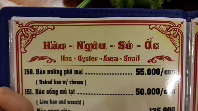 Hay thực đơn đồ hải sản theo phong cách Việt - Anh phối kết hợp.