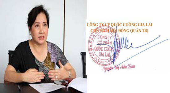 9. Bà Nguyễn Thị Như Loan Chữ ký của bà Nguyễn Thị Như Loan, mẹ của Cường Đô la cũng gây sự tò mò của nhiều người về tính cách của nữ đại gia này. Nhiều người cho rằng kiểu chữ ký của bà Loan rất khó bắt chước. Ảnh: Saoonline.