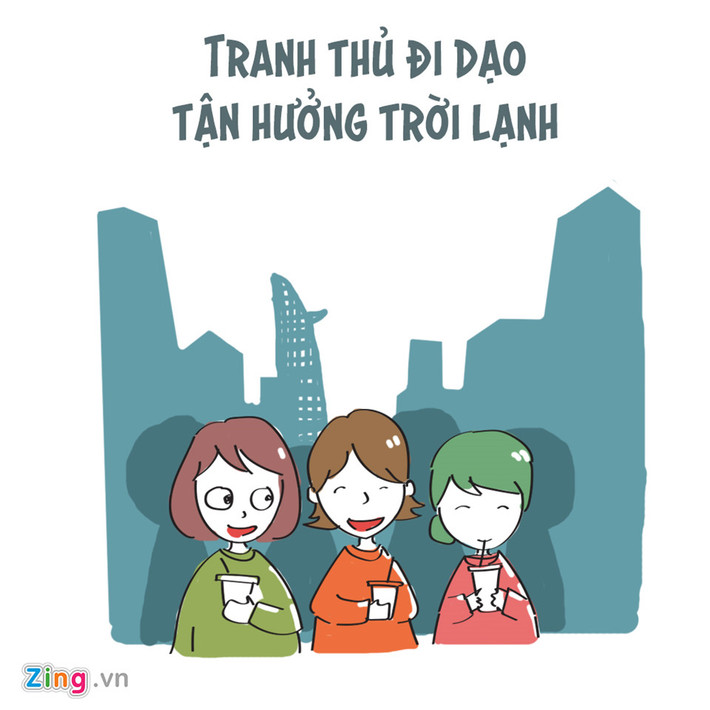 Nếu cho rằng trời lạnh ở nhà ngủ cho ấm thì bạn đã lầm, người Sài Gòn lại thích ra đường nhiều hơn. Những ngày này, tại các trung tâm thương mại, phố đi bộ luôn nhộn nhịp người qua lại để tận hưởng không khí lạnh cuối năm.