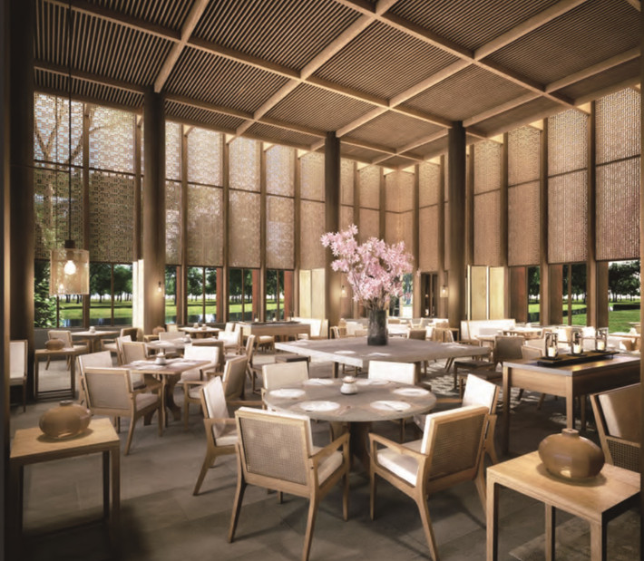 Không gian ăn uống bao gồm sảnh tiệc với hơn 200 ghế. Ảnh: Lemiami.