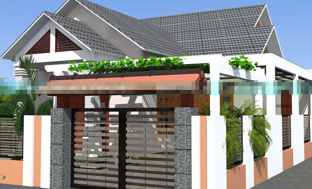 Nhà cấp 4 mái thái chữ L thò thụt rộng rãi và thoáng mát. Ảnh: Maunhadepvn.